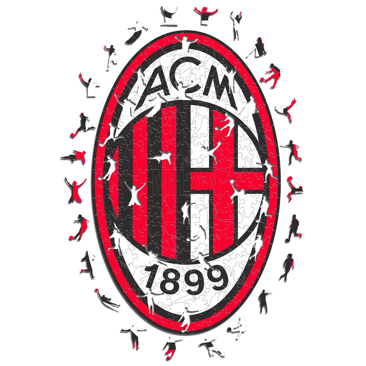 Rompecabezas de madera con el logotipo del AC Milan